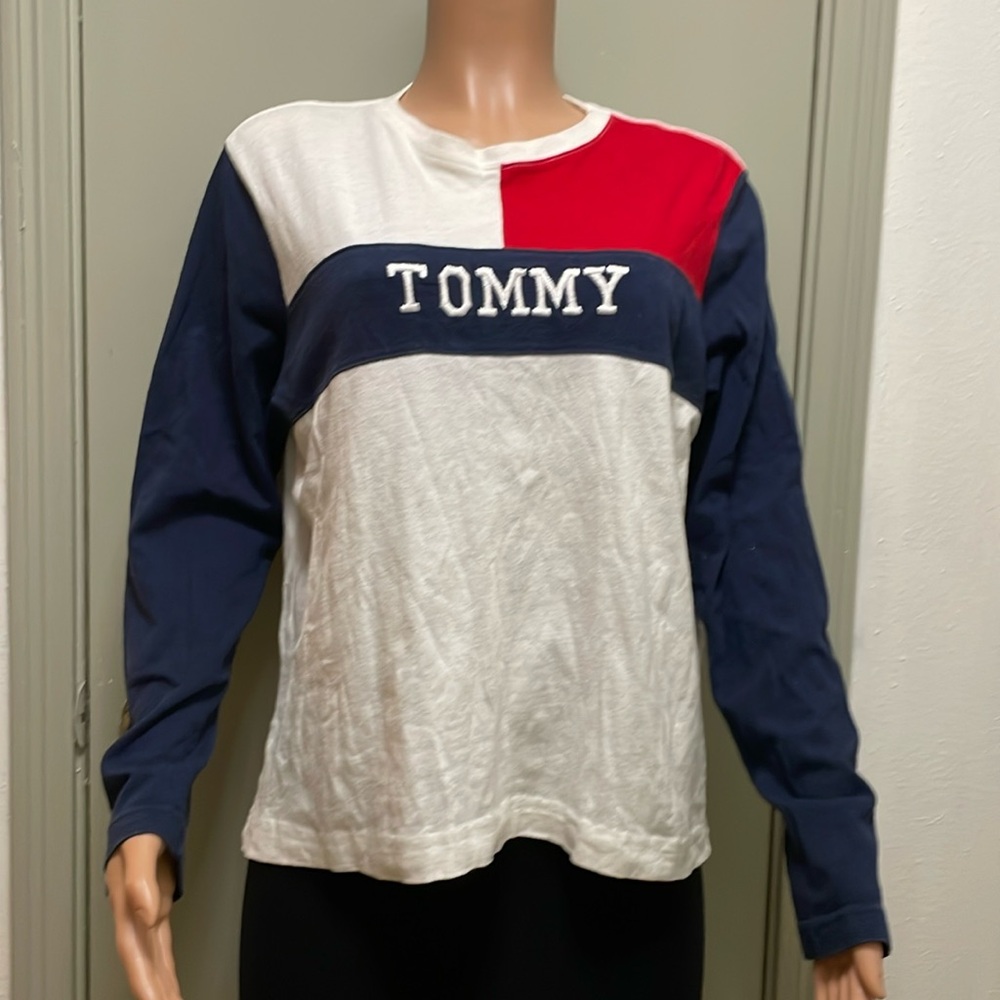 Tommy Women's White Long Sleeve T-shirt Size Large EUC